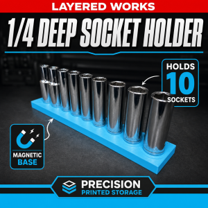 Halfords Advanced 1/4" Deep Socket Holder (Holds 10) | Magnetic Socket Organiser