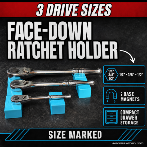 1/4, 3/8, 1/2 Drive Face Down Magnetic Ratchet Holder | Toolbox Organiser