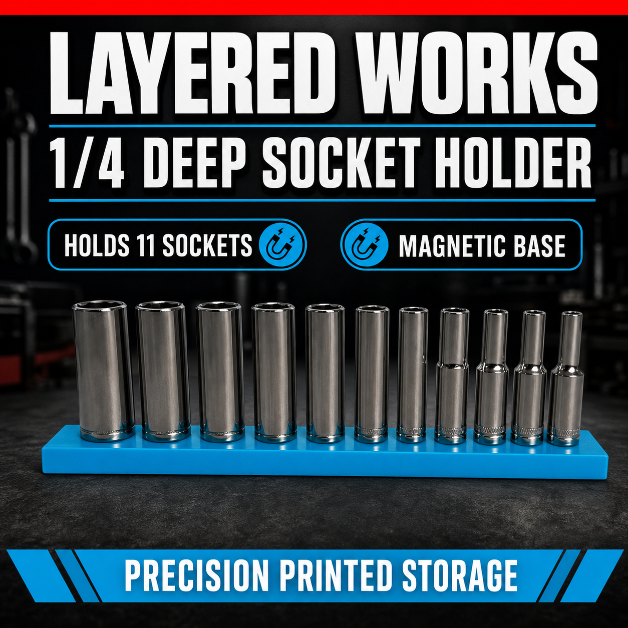 Halfords Advanced 1/4" Deep Socket Holder (Holds 11) | Magnetic Socket Organiser 1 Halfords Advanced 1/4" Deep Socket Holder (Holds 11) | Magnetic Socket Organiser