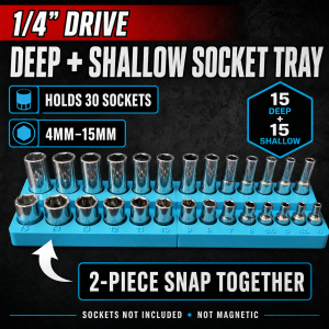 1/4 Deep & Shallow Socket Tray | Drawer Organiser | Toolbox Organiser