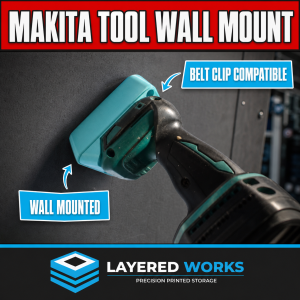 Makita 18V Tool Wall Mount Holder | Belt Clip Compatible | Multiple Colours