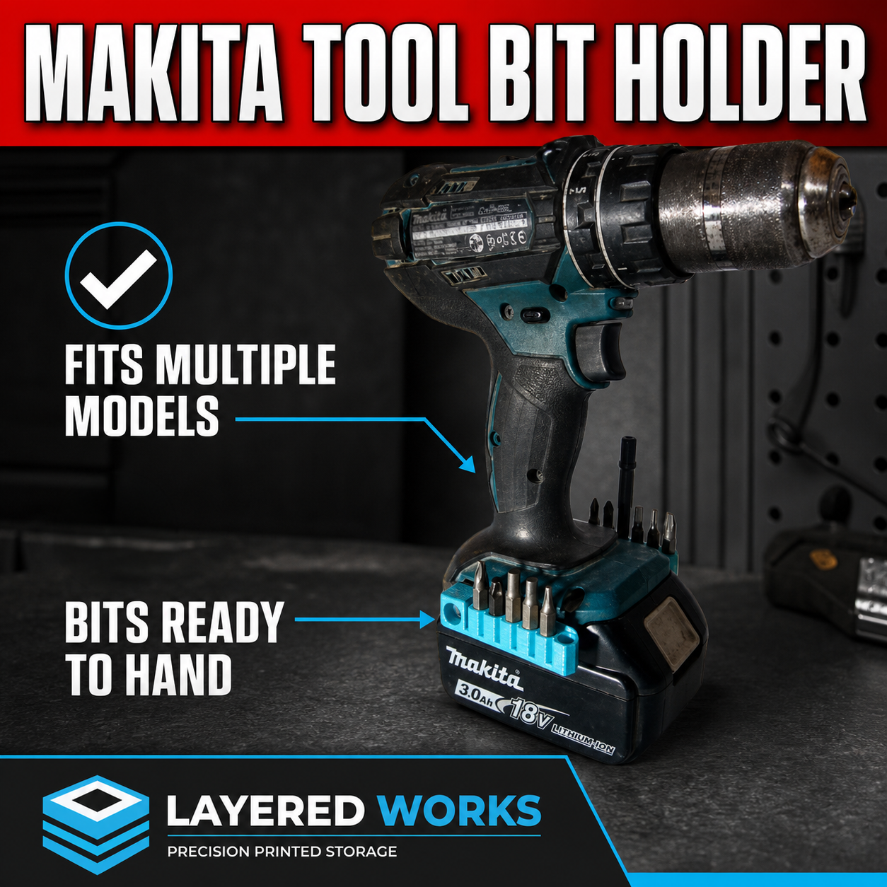 Makita tool Bit Holder | Fits Multiple Models | Multiple Colours | Bit Organiser 1 Makita tool Bit Holder | Fits Multiple Models | Multiple Colours | Bit Organiser