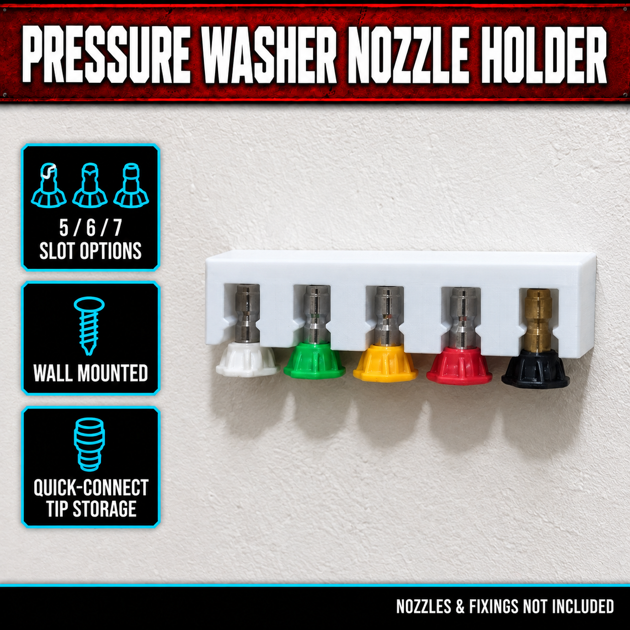 Pressure Washer Nozzle Wall Holder 1 Pressure Washer Nozzle Wall Holder