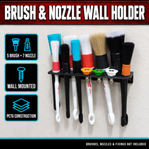 Black 5+7-slot car detailing brush and pressure washer nozzle wall holder