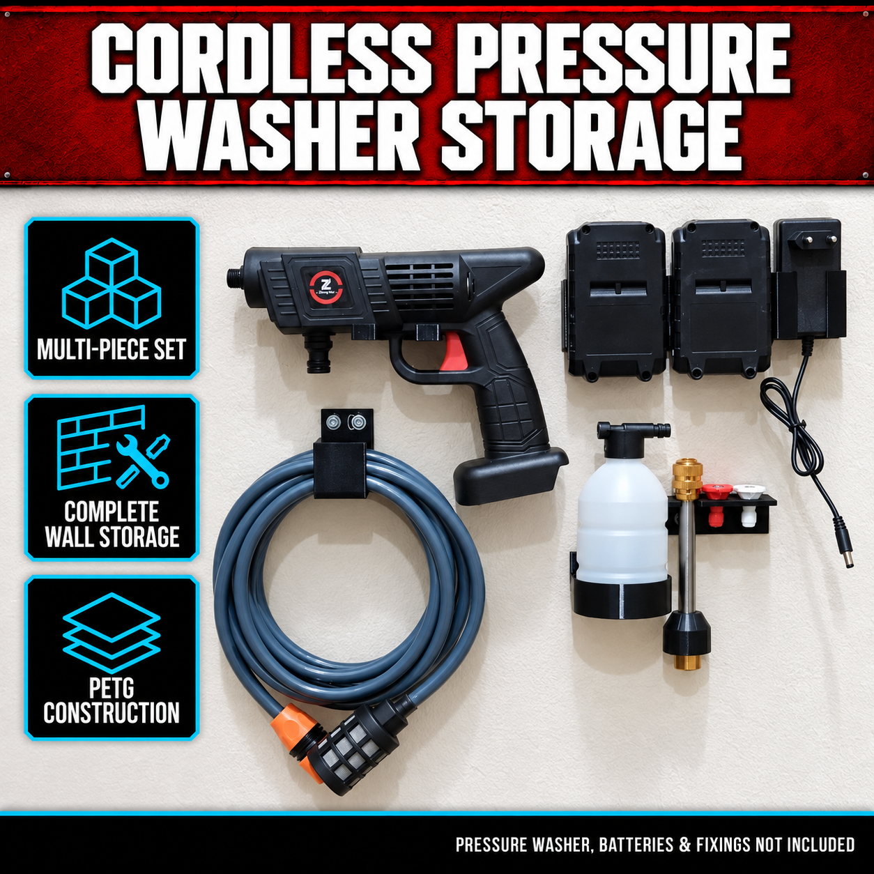 Cordless Pressure Washer Wall Storage Set 1 Cordless Pressure Washer Wall Storage Set