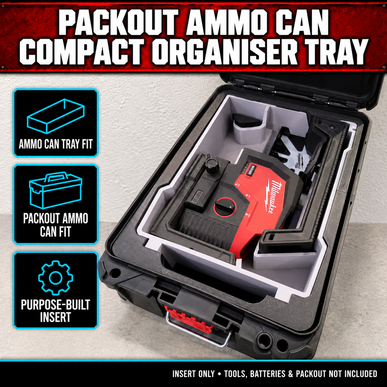 Milwaukee PACKOUT Ammo Can Compact Organiser Tray 1 Milwaukee PACKOUT Ammo Can Compact Organiser Tray