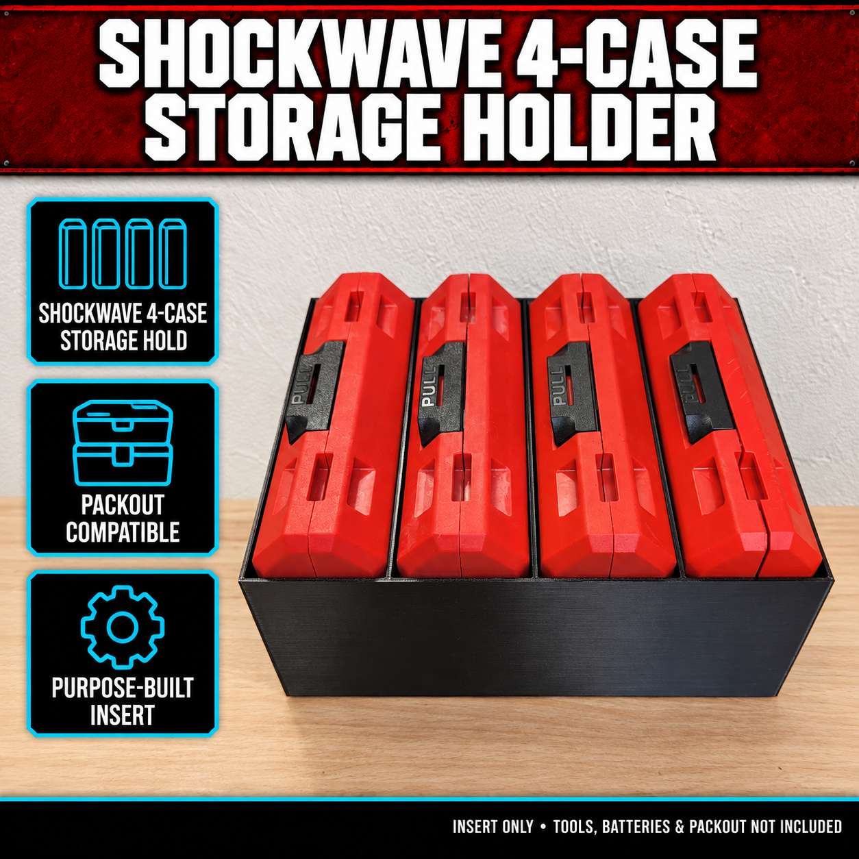 Milwaukee SHOCKWAVE 4-Case Storage Holder 1 Milwaukee SHOCKWAVE 4-Case Storage Holder