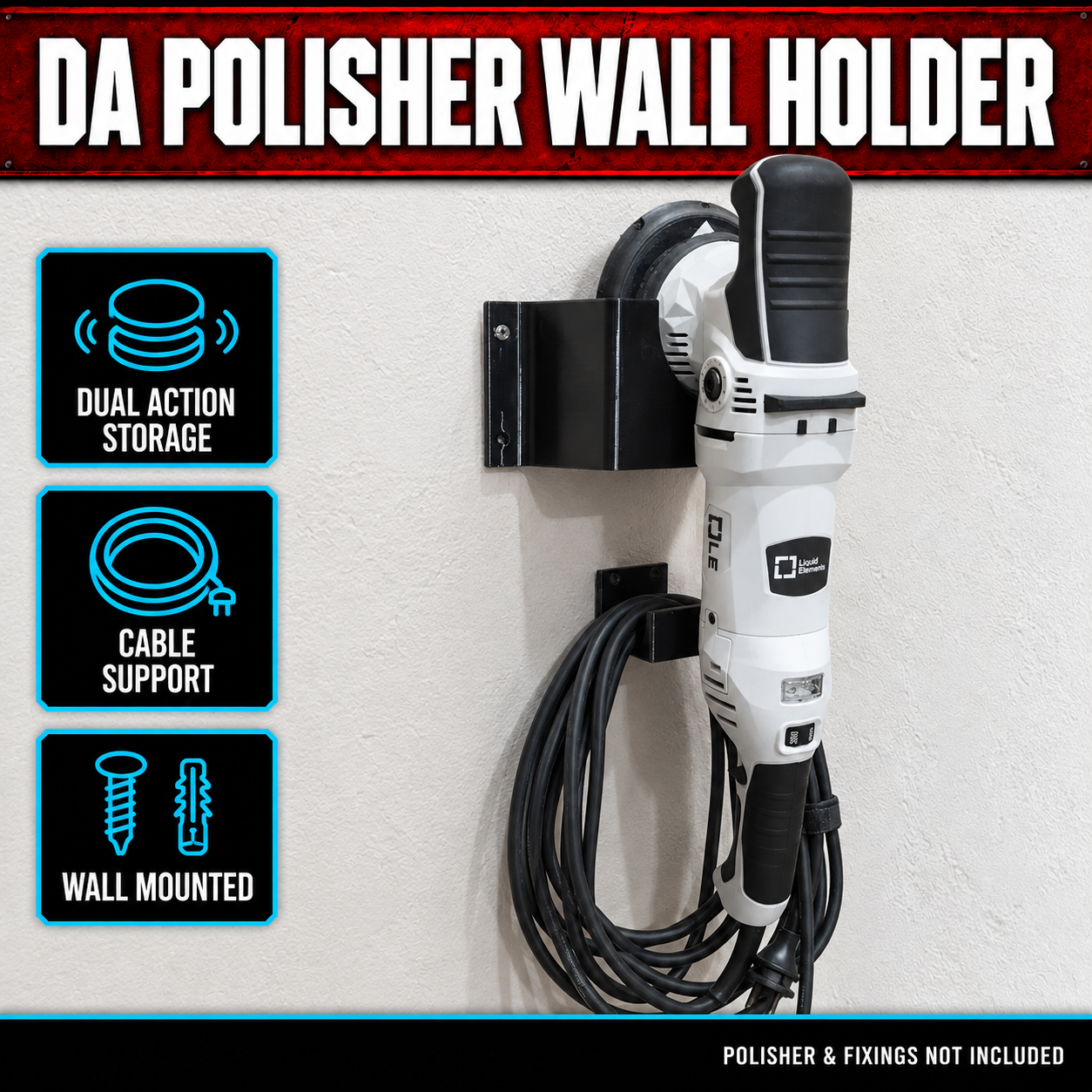 Dual Action Polisher Wall Holder with Cable Support 1 Dual Action Polisher Wall Holder with Cable Support