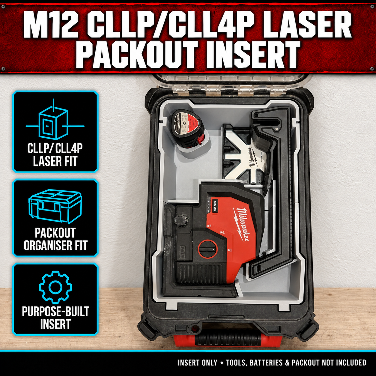 Milwaukee M12 CLLP/CLL4P Laser PACKOUT Insert 1 Milwaukee M12 CLLP/CLL4P Laser PACKOUT Insert