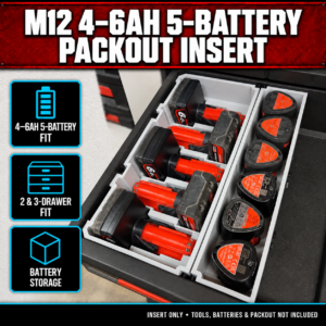 Milwaukee M12 4–6Ah 5-Battery PACKOUT Insert