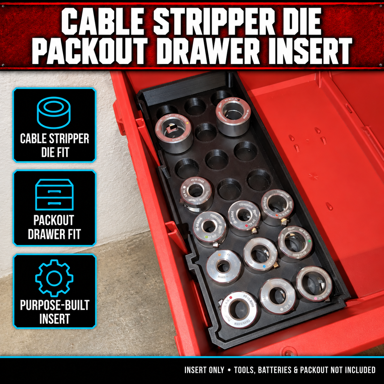 Milwaukee Cable Stripper Die PACKOUT Drawer Insert 1 Milwaukee Cable Stripper Die PACKOUT Drawer Insert