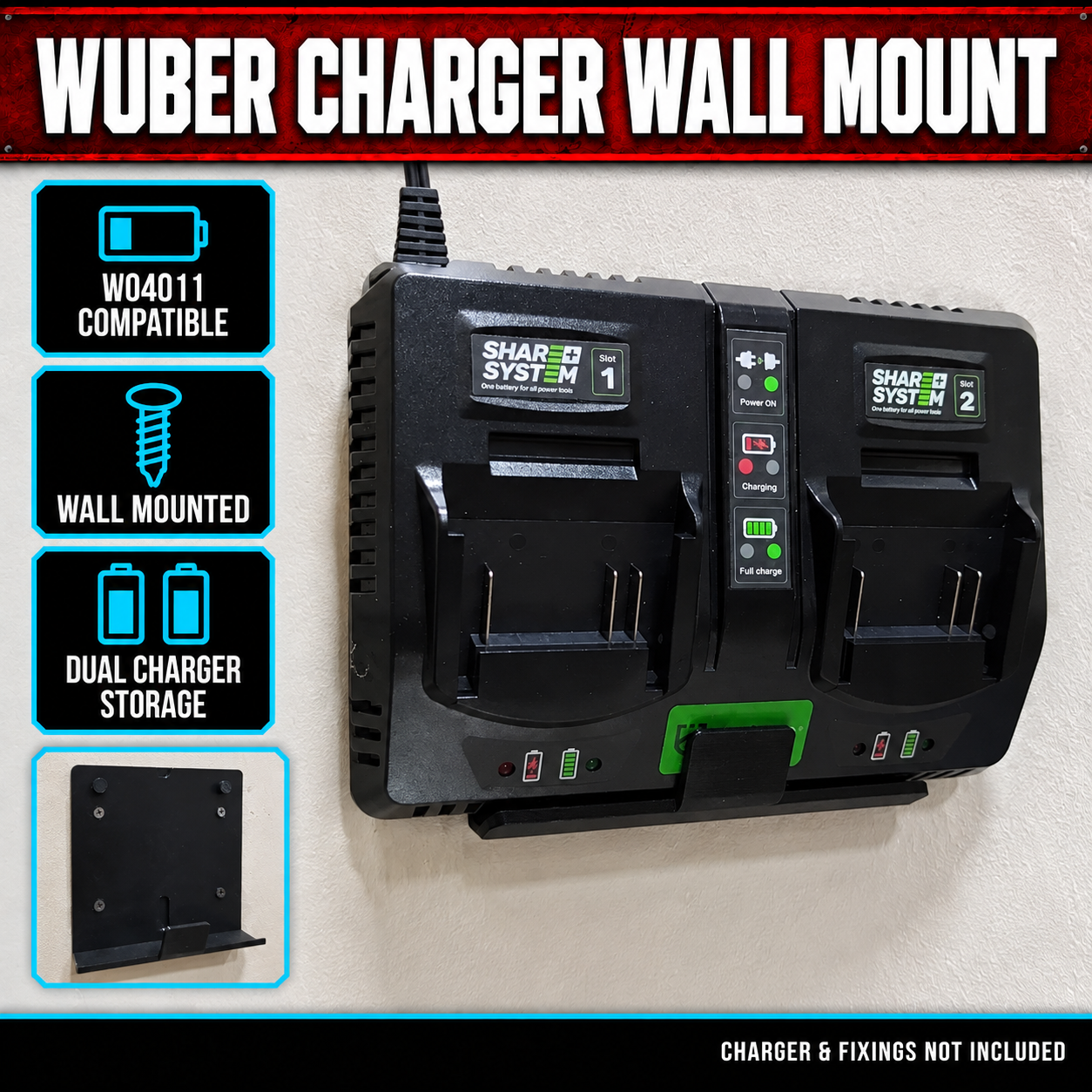 WUBER W04011 Dual Charger Wall Mount 1 WUBER W04011 Dual Charger Wall Mount