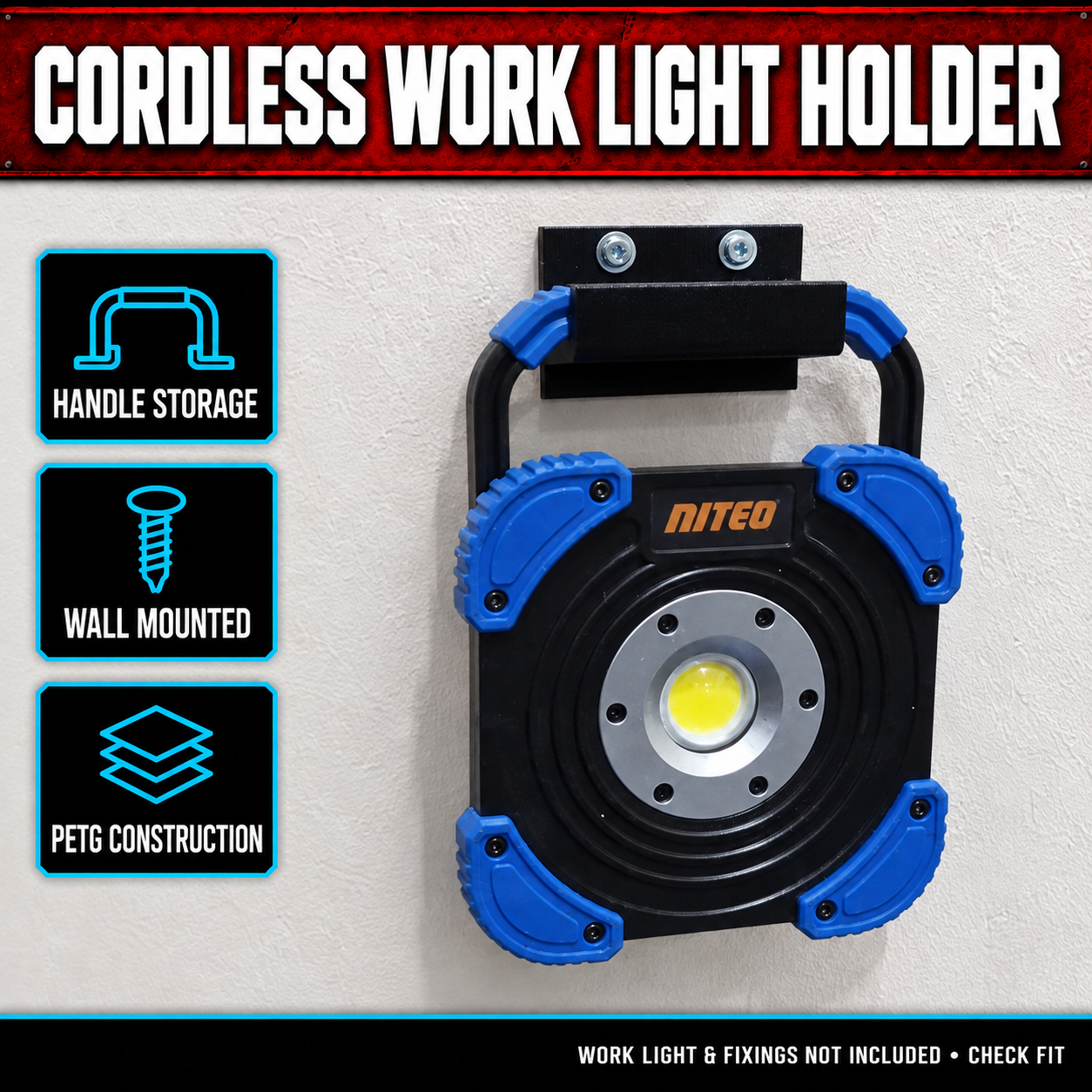 Cordless Work Light Wall Holder 1 Cordless Work Light Wall Holder