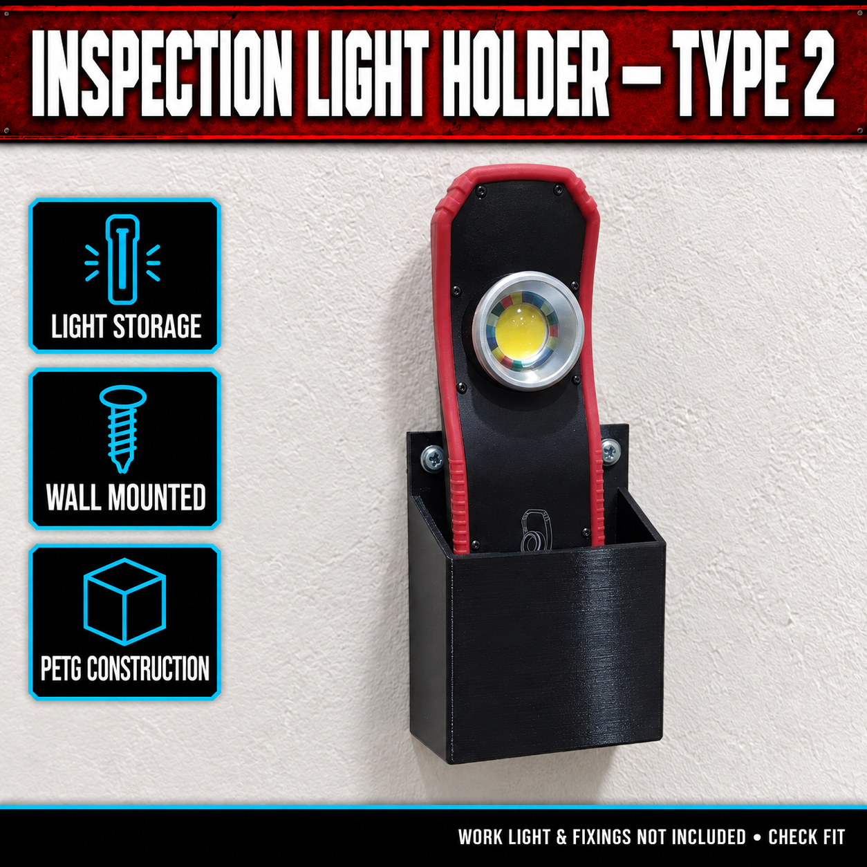 Inspection Work Light Wall Holder - Type 2 1 Inspection Work Light Wall Holder - Type 2