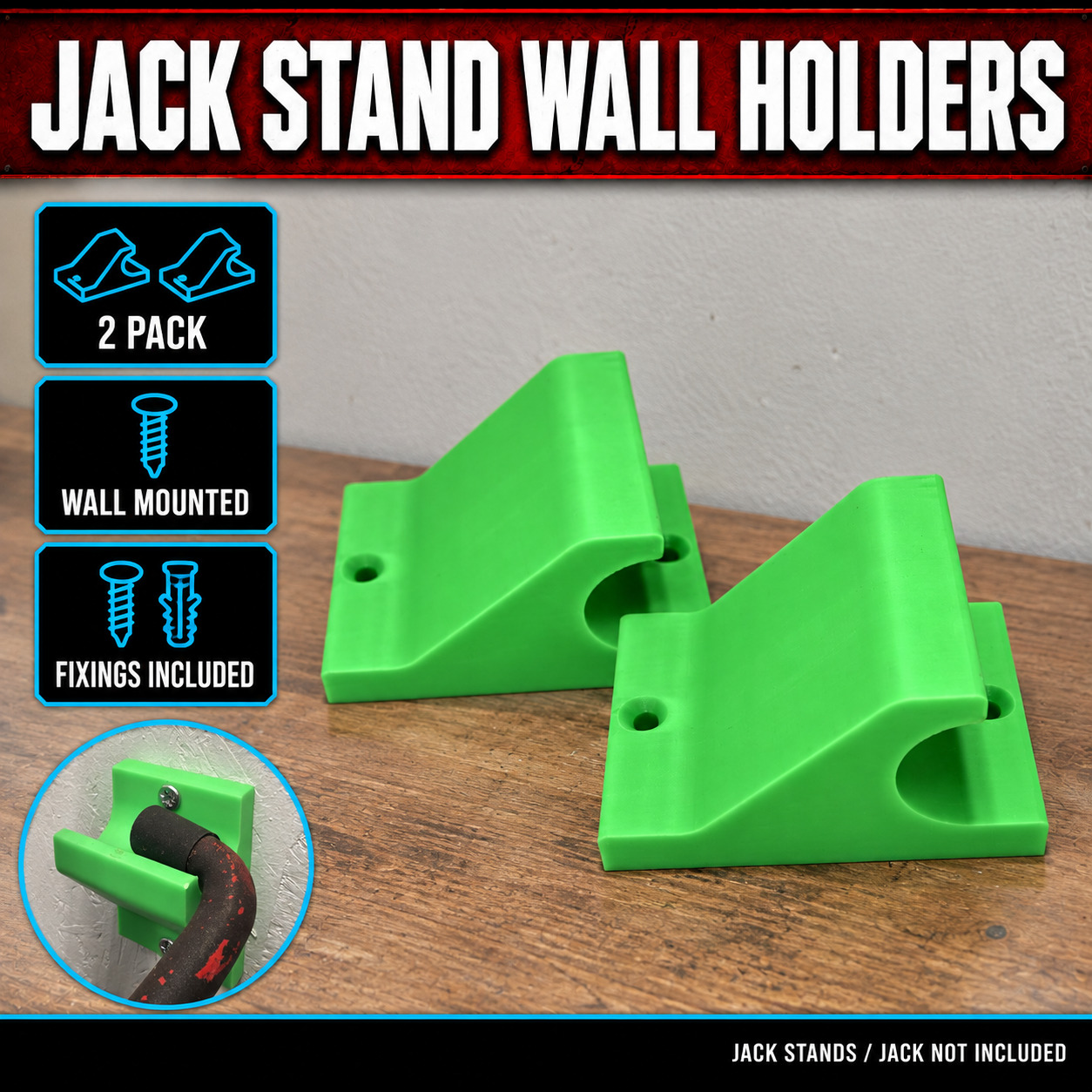 Jack Stand & Floor Jack Wall Holders – 2 Pack 1 Jack Stand & Floor Jack Wall Holders – 2 Pack – product features and example use