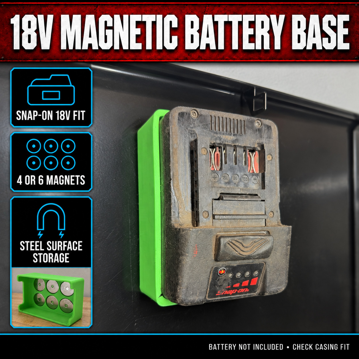 Snap-on 18V Magnetic Battery Base 1 Snap-on 18V Magnetic Battery Base – product features and example use