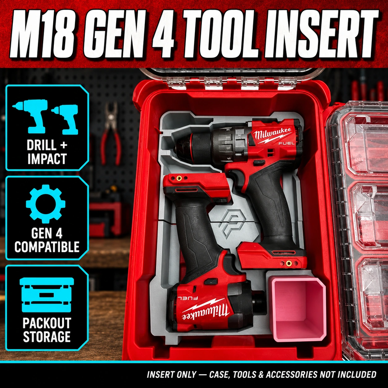 Milwaukee Packout Insert - Packout M18 Drill & Impact Gen 4 1 Milwaukee Packout Insert - Packout M18 Drill & Impact Gen 4