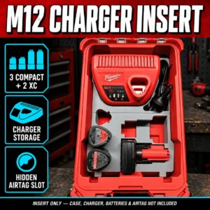 Milwaukee Packout M12 Battery & Charger Organizer with Secret AirTag Holder