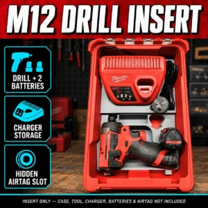 Milwaukee Packout M12 Drill & Battery Organizer with Secret AirTag Holder