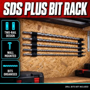 SDS Plus Drill Bit Holder Wall Mount Storage Rack Organizer Masonry Bit Holder