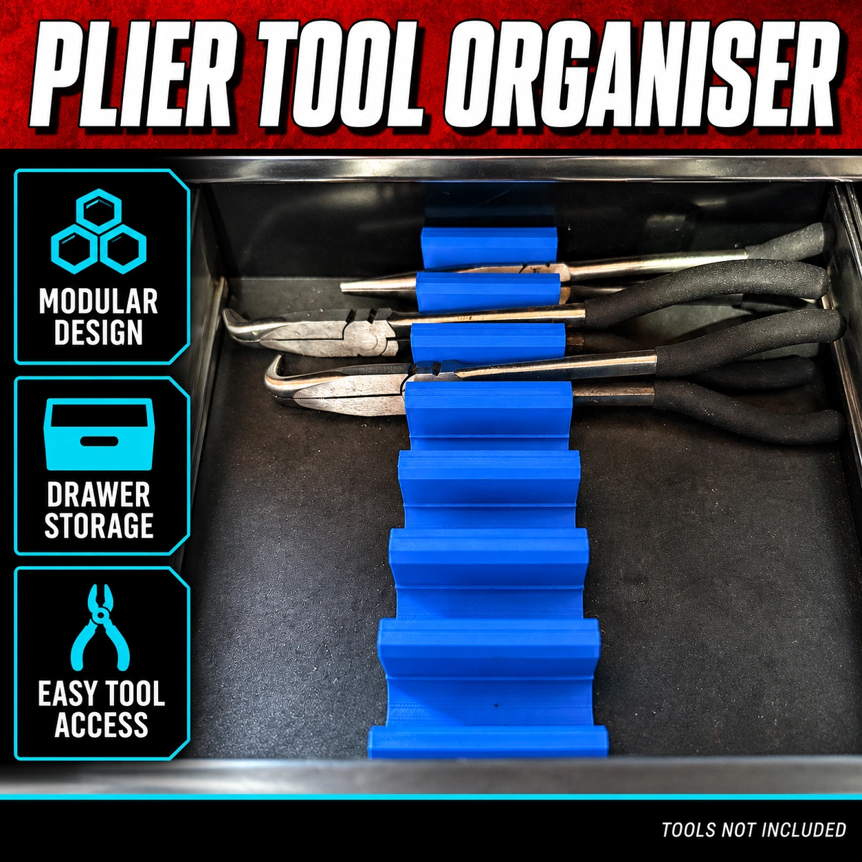 Plier & Other Tools Organiser | Fits a range of brands | Drawer Organiser 1 Plier & Other Tools Organiser | Fits a range of brands | Drawer Organiser