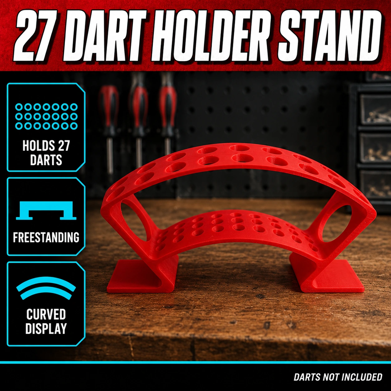 Dart Holder Stand (Holds 27 Darts) - Multiple Colours 1 Dart Holder Stand (Holds 27 Darts) - Multiple Colours