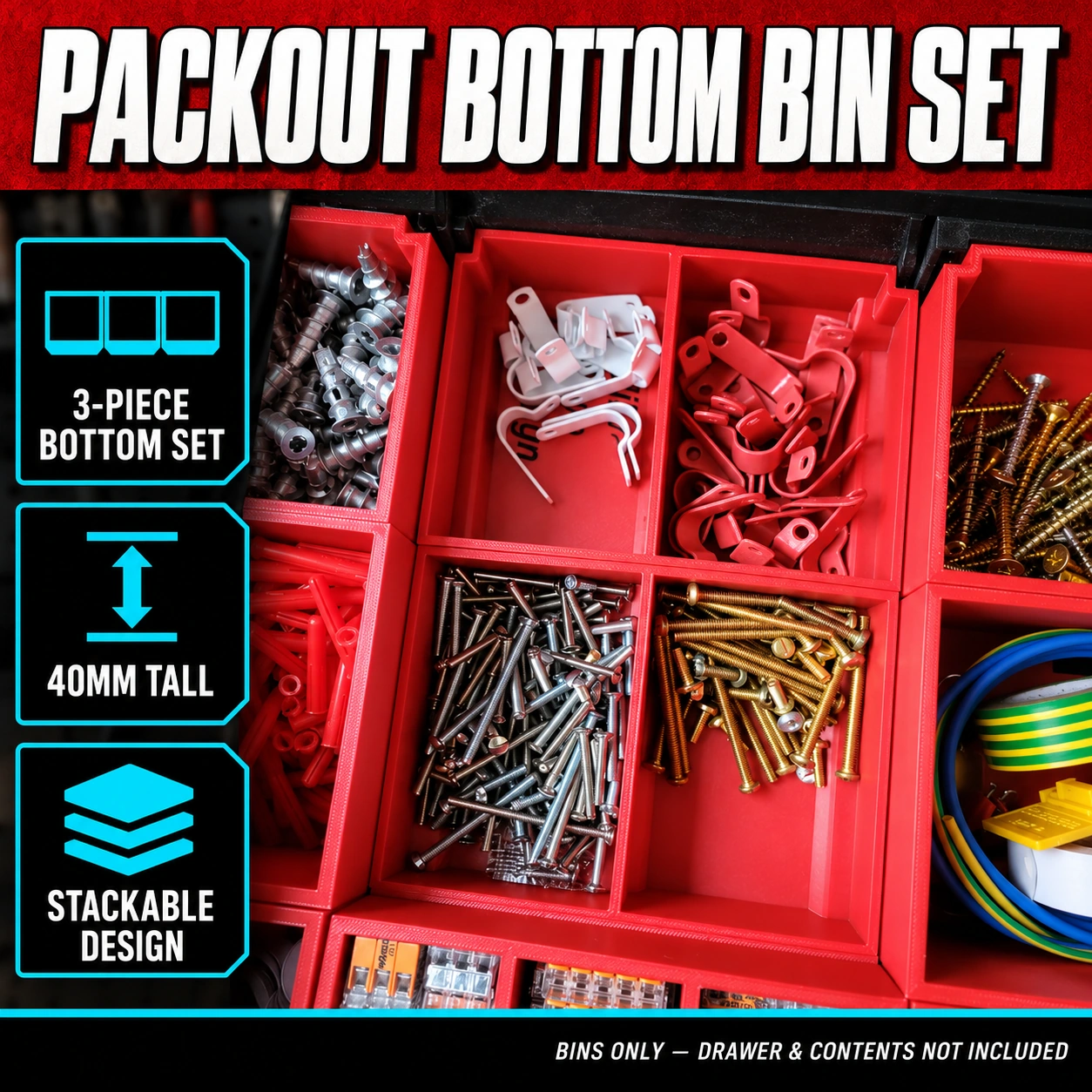 Milwaukee PACKOUT Drawer Centre Bins – Bottom Set 1 Milwaukee PACKOUT Drawer Centre Bins – Bottom Set