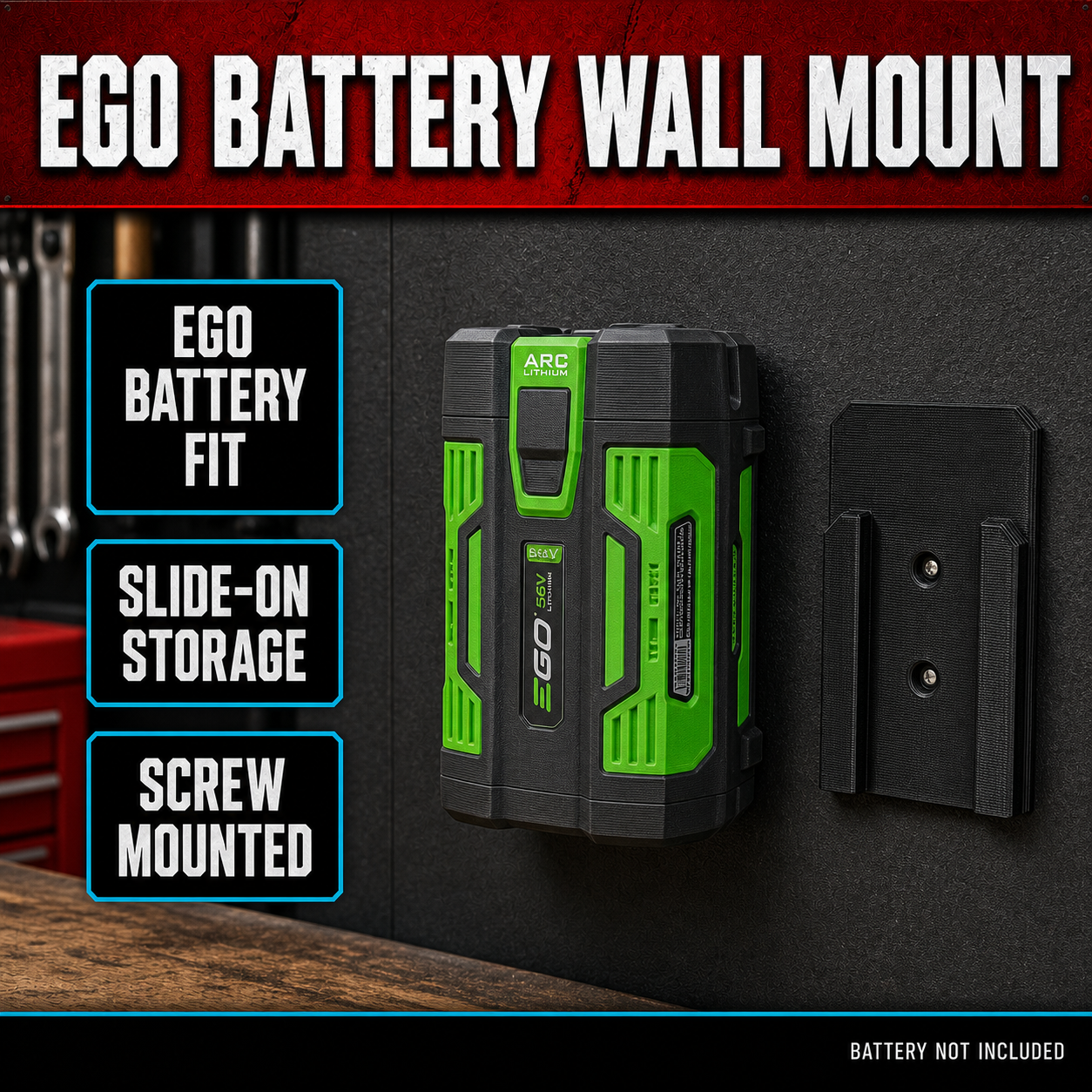 EGO Battery Wall Mount Holder Battery Organiser Multiple Colours 267739227963